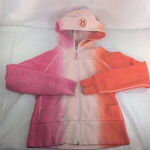 Lululemon Scuba Full Zip Hoodie Sweater Pink Orange Ombre Women's 8 Long Sleeve
